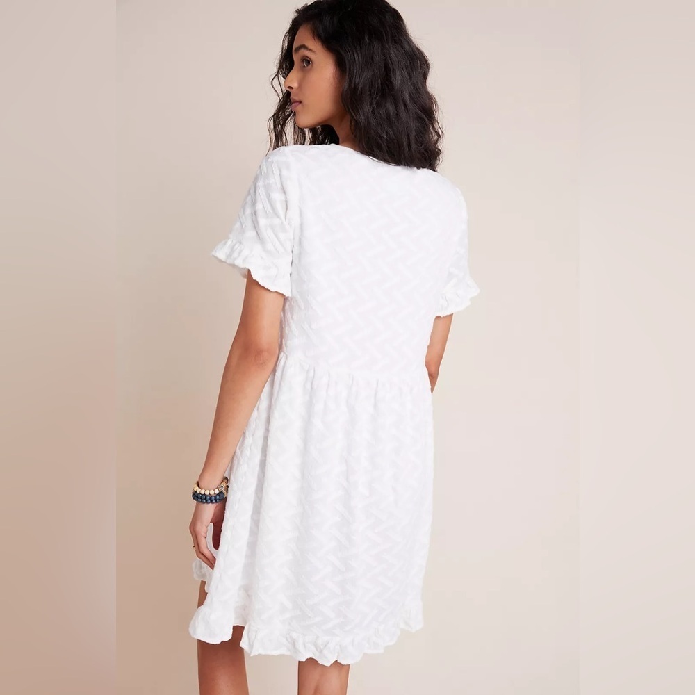 NWT Anthropologie Line & Dot Vandy Textured Dress Bridal White Size XS - Picture 3 of 14